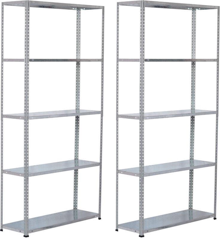 2er-Pack SteelSmart Modulares Metallregal mit 5 Böden 200kg 180x30x90cm 7house