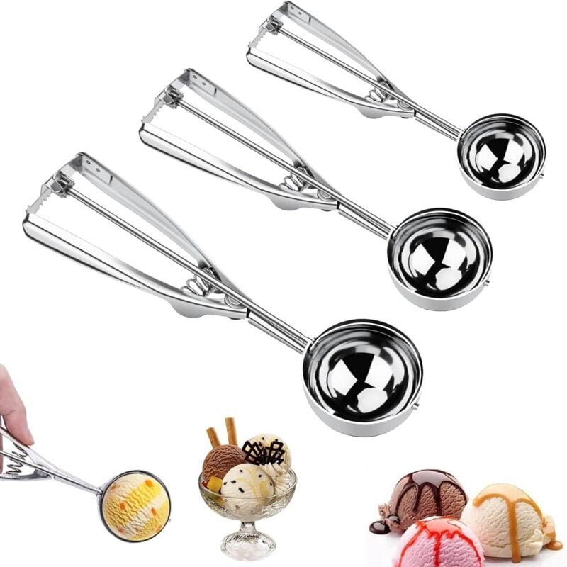 Shining House - Eisportionierer-Teile, Edelstahl-Eisportionierer, Eisportionierer mit Auslöser für Melonenkugel-Gebäck, ...