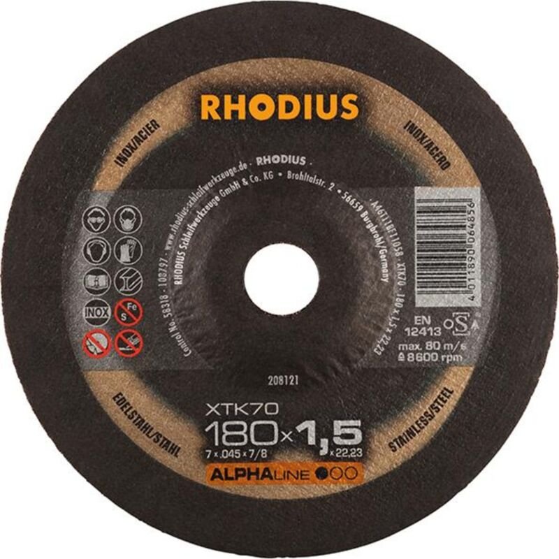 RHODIUS XTK70, 25 Stück, 180 x 1,5 mm, Trennscheibe