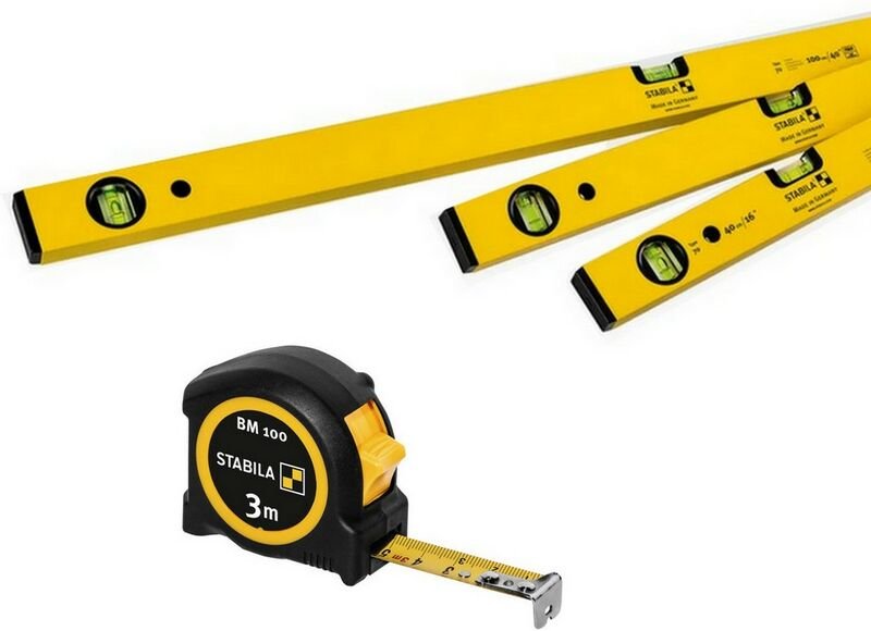 Stabila Messgeräte - Stabila Leichtmetallwasserwaage Set classic 70 3-teilig + Taschenbandmaß bm 100