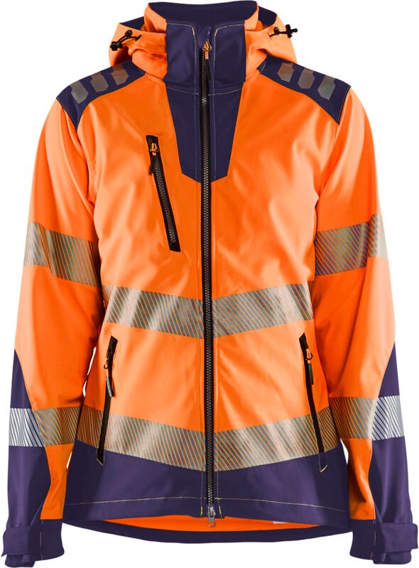 Arbeits-Softshelljacke mit hoher Sichtbarkeit für Damen 4791 - Orange/Navy L