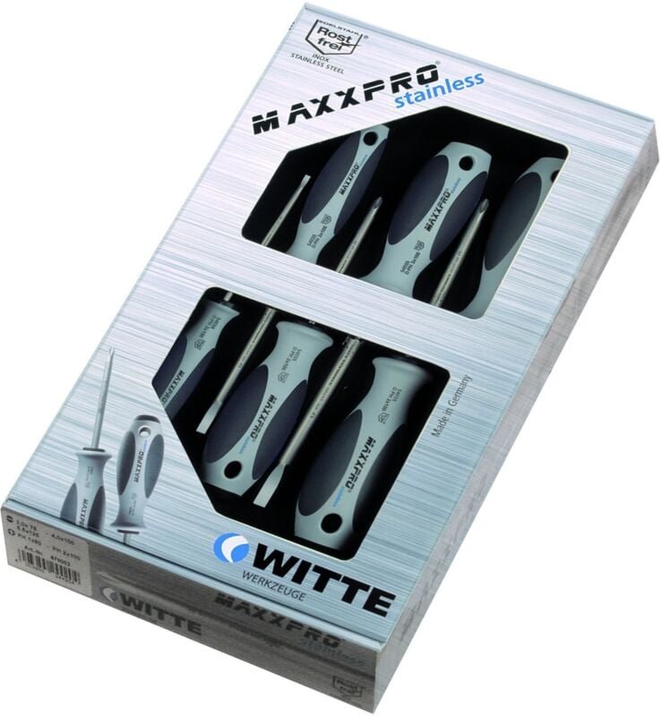Maxxpro Edelstahl-Schraubendreher-Sets Flachbits & pz (x5) Witte 670001