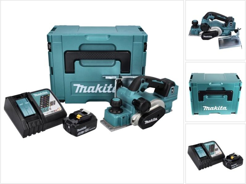 Makita DKP 181 RG1J Akku Hobel Falzhobel 82 mm 18 V Brushless + 1x Akku 6,0 Ah + Ladegerät + Makpac