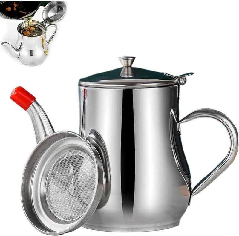 18oz Edelstahl-Ölfiltertopf mit Griff, Multifunktions-Fettbehälter für Küche, Camping, Frittieren von Lebensmitteln