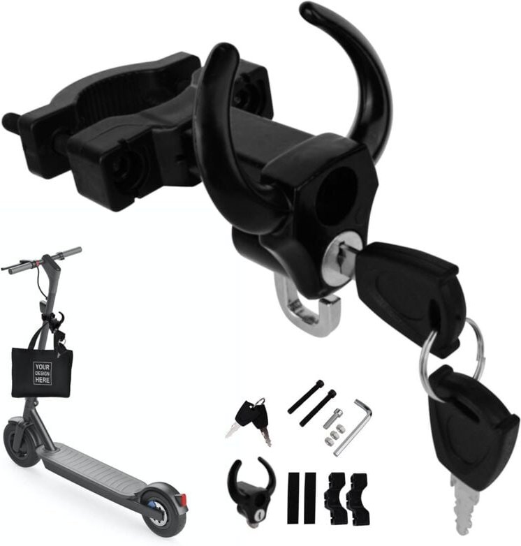 Haken für Elektroroller, Zubehör für Elektroroller mit Schloss und Schlüssel, Haken für Elektroroller mit Federung, Zube...