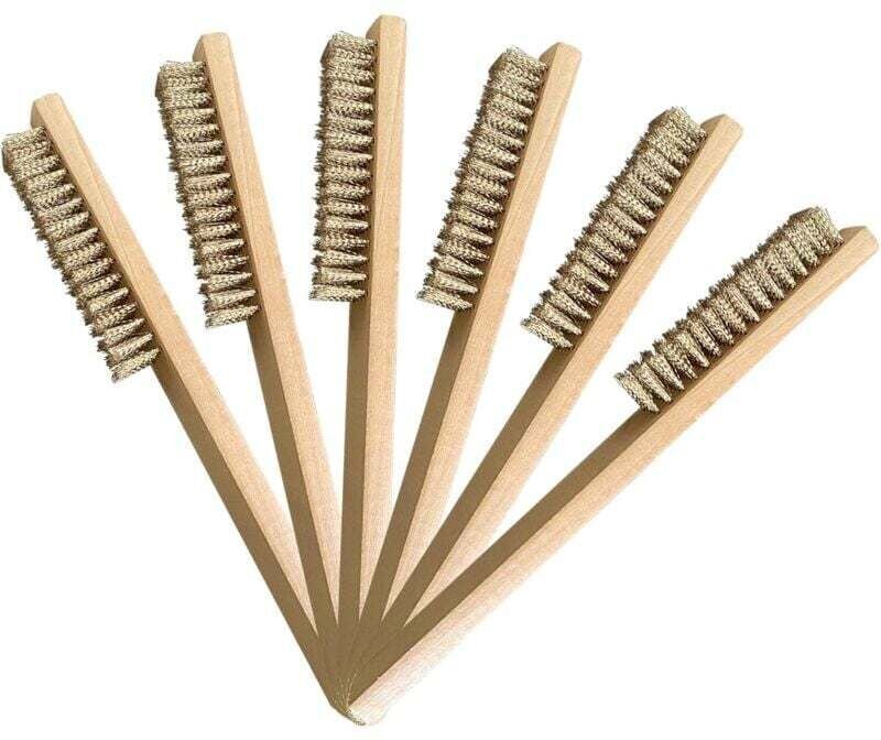 6-teiliges Messingbürsten-Set, Bürstenset, Bürste mit Messingborsten 200 mm, Messingdrahtbürsten, zur Reinigung von Schw...