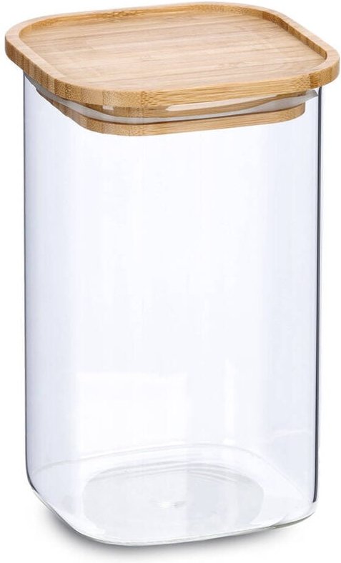 Zeller - Glasbehälter mit Bambusdeckel, 1400 ml, 11 x 11 x 17,7 cm