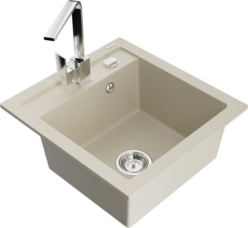Vito 1-Becken-Granit-Spüle mit Mischbatterie Rita, Beige - 6503-69-670300-00 - Mexen