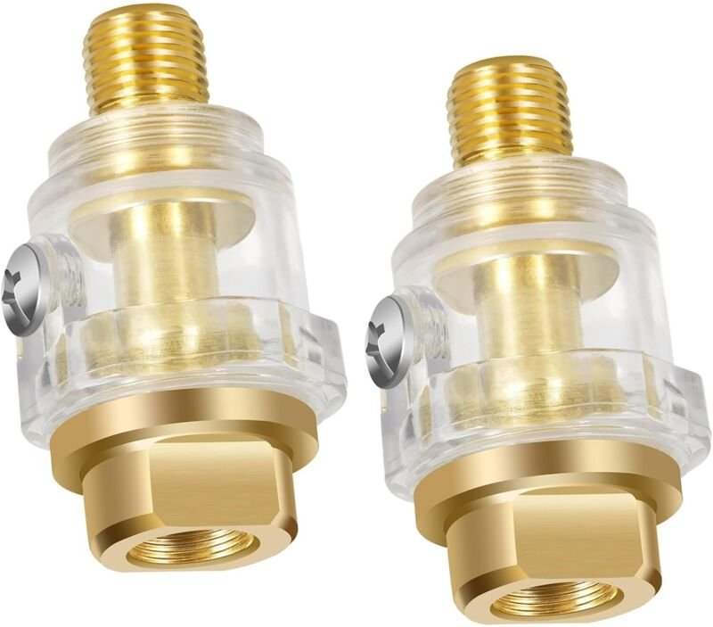 2 Stück Inline-Mini-Öler 1/4 Zoll, automatischer Öler-Schmierstoffgeber, pneumatischer Öler für Druckluftwerkzeuge, Druc...