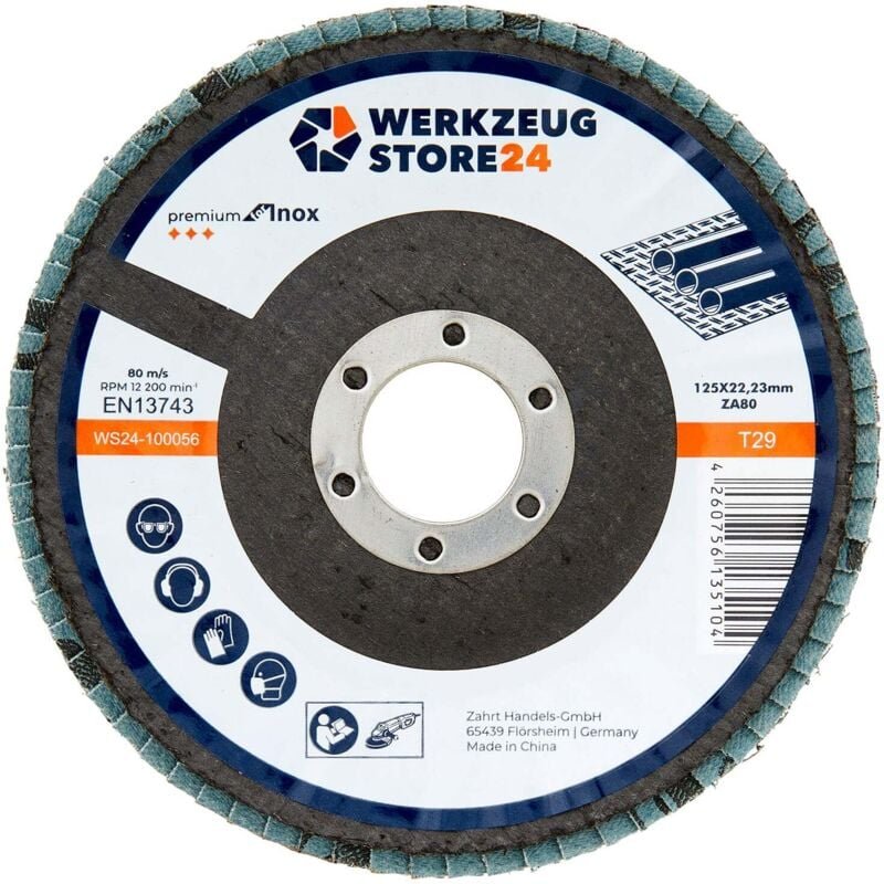 Ws24 - 10x Lamellenschleifscheibe 125 mm gewölbt Zirkonkorund k 80 100056