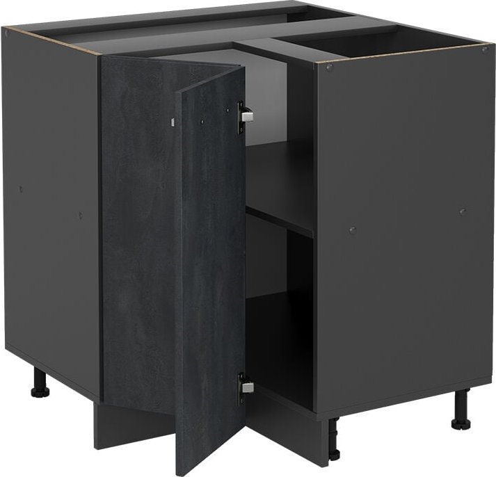 Vicco - Eckunterschrank R-Line, Schwarz Beton, 75.6 cm ap Eiche