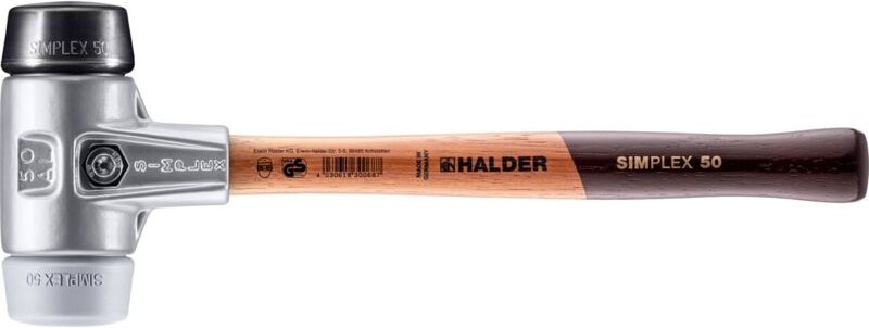 SIMPLEX-Schonhammer, Gummikomposition / TPE-mid mit Aluminiumgehäuse und hochwertigem Holzstiel D=50 mm 3123.050