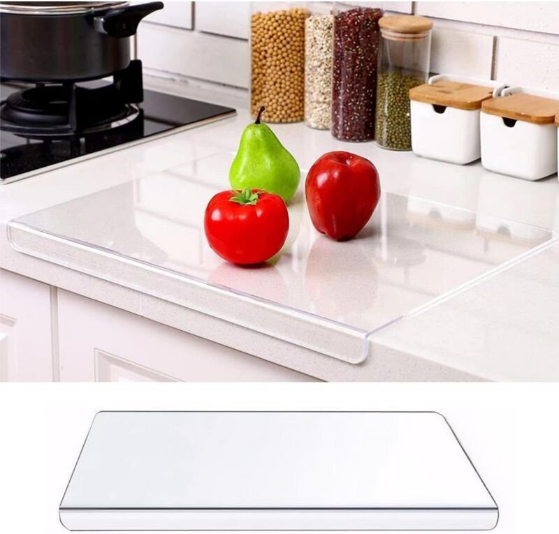 Acryl-Schneidebretter für Küchentheke – 40 x 30 cm, transparentes, rutschfestes Brett mit Schutzlippe, geeignet für den ...
