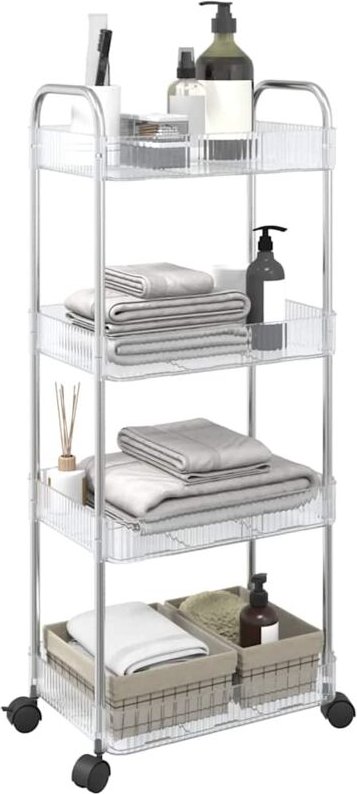 Aufbewahrungswagen 4 Etagen Transparent 37x28x95 cm Acryl Vidaxl