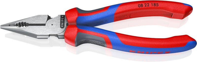 KNIPEX 08 22 185 SB Spitz-Kombizange mit Comfort-Griffen schwarz atramentiert 185 mm