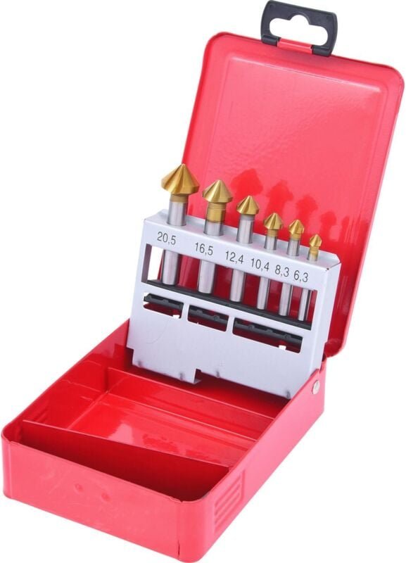 Ks Tools hss TiN Kegel-Entgratsenker-Satz, Stahlblechkassette 6-tlg.