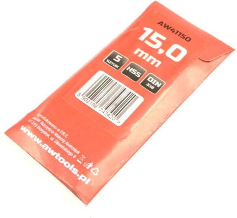 AWTOOLS METALLBOHRER WEISS GEDREHT 15,0mm/5Stk.