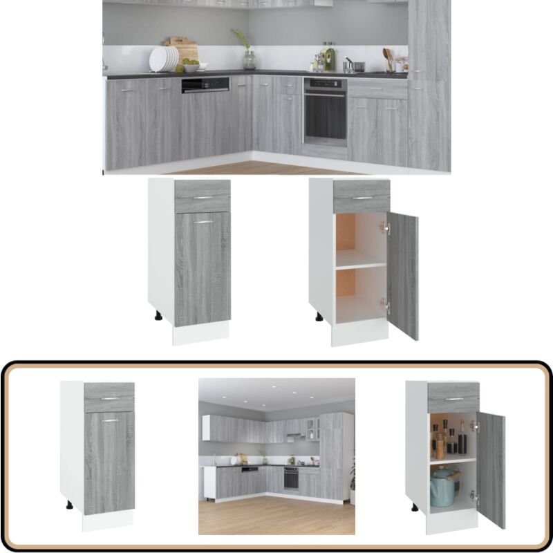 Unterschrank mit Schublade Grau Sonoma 30x46x81,5 cm - Unterschrank - Küchenschrank - Holzwerkstoffschrank - Grau Sonoma...
