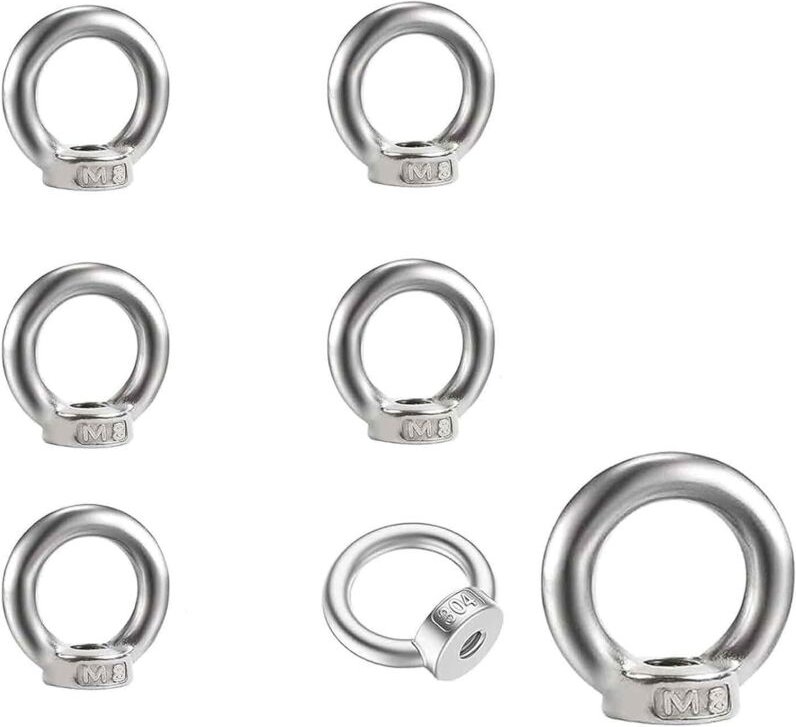 6 Stück Ringmutter M8, 304 Edelstahl Augenschraube, Augbolzen, Augenmutter, Ösenschraube, Ösenmutter, Edelstahl Öse, Rin...