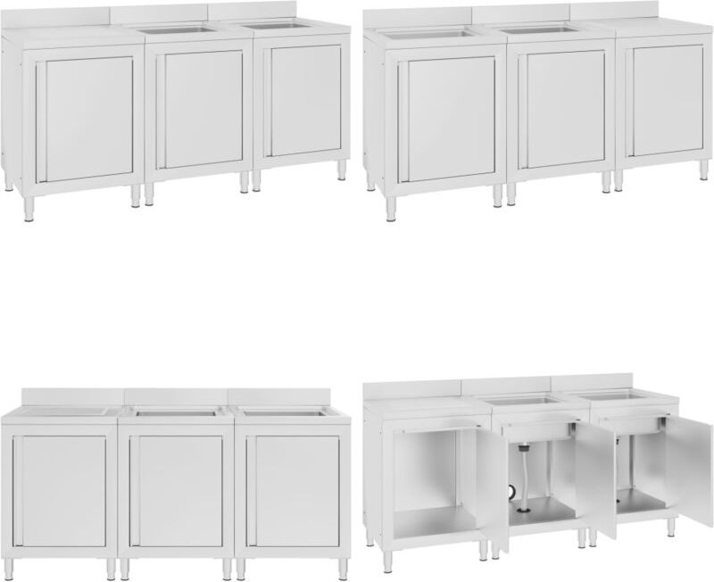 Vidaxl - Gastro-Spülenunterschrank 180x60x96 cm Edelstahl - Küchenschrank - Küchenschränke - Home & Living