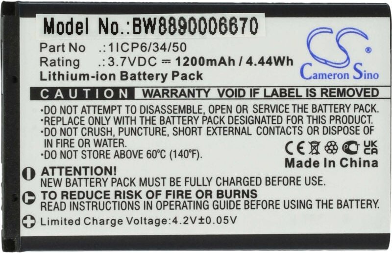 Vhbw - Akku Ersatz für Babymoov 1ICP6/34/50 für Babyphone Babytalker (1200mAh, 3,7V, Li-Ion)