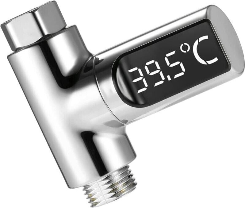 LED-Duschthermometer, digitales Thermometer 5–85 °C, mit 360 ° drehbarem Thermometer, LED-Wasserzähler, Duschwassertherm...
