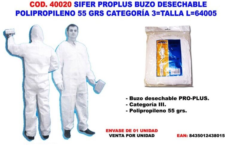 Einweg-Schutzanzug aus Polypropylen, 55 g, Kategorie 3, Pflanzenschutz l 64005