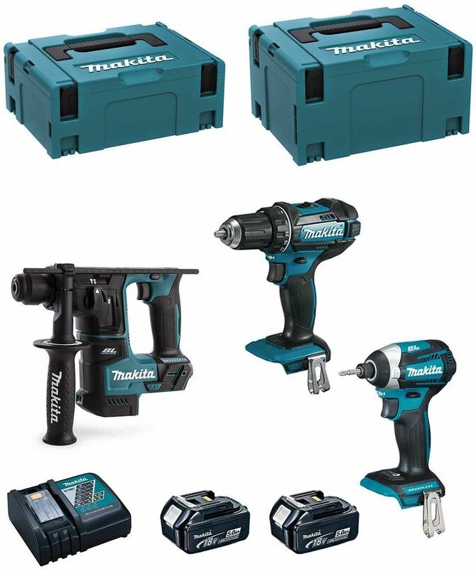 Makita - Kit 18V MSL3P2 (DHR171 + DDF482 + DTD154 + 2 x 5,0 Ah + DC18RC + makpac 2 + makpac 3)