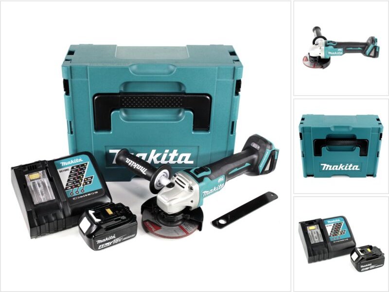 Dga 504 RM1J Akku Winkelschleifer 18V 125mm Brushless + 1x Akku 4,0Ah + Ladegerät + Makpac - Makita