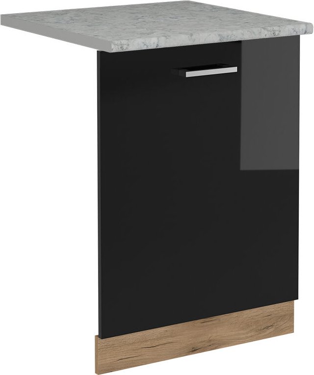 Vicco - Geschirrspülblende R-Line, Schwarz Hochglanz, 60 cm , ap Marmor
