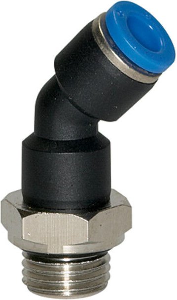 Riegler - Steckverschraubung 45° »Blaue Serie«, drehbar, M5 außen, ø 6 mm