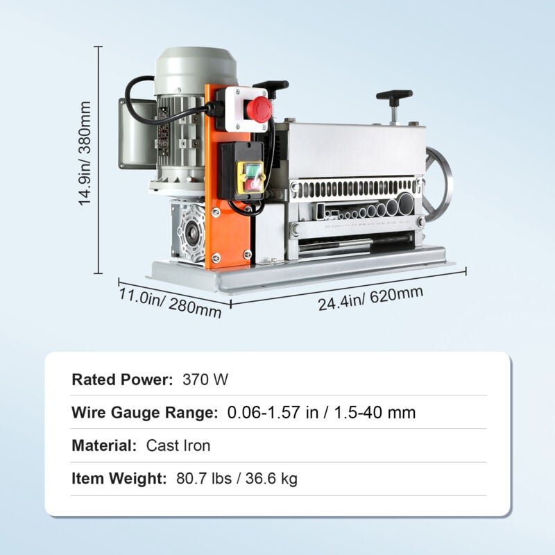 Thumbnail - Mophorn - Automatische Abisoliermaschine, 0,06 Zoll - 1,42 Zoll Kabelabisolierer, 370 w, 88 ft/min, elektrisch motorisie...