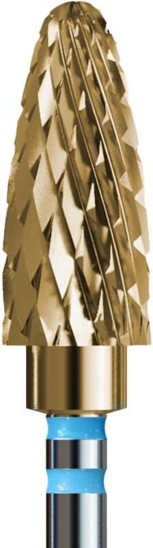 Linkshändiger Hartmetallfräser für Hybrid, Gel und Acryl mit Goldbeschichtung - Standardkegel