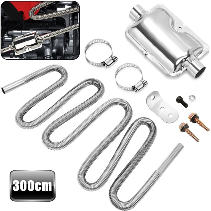 Thumbnail - Vingo - 300cm Abgasschlauch Schalldämpfer Set Abgasrohr Edelstahl Diesel Standheizung Auspuffrohr