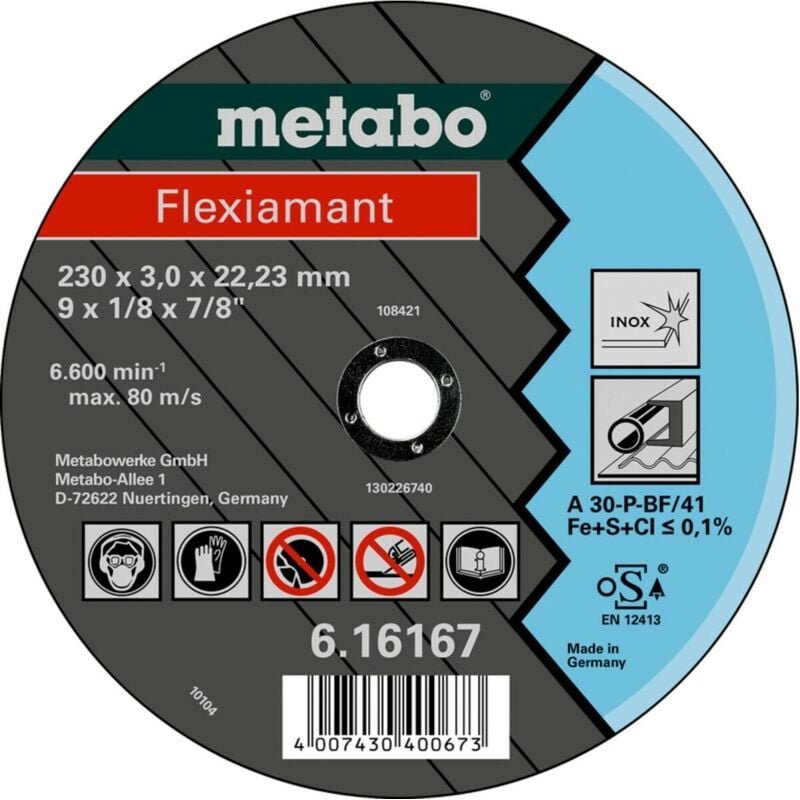 Metabo - Flexiamant 125x2,5x22,23 Inox, Trennscheibe, gerade Ausführung (616738000)