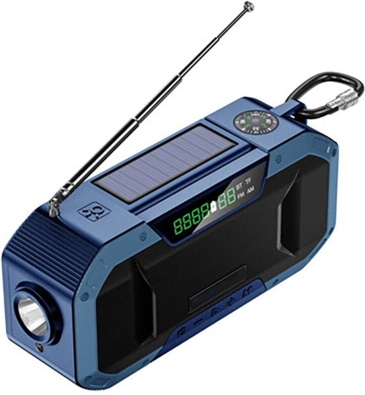 Notfallradio, wasserdichter Bluetooth-Lautsprecher, tragbares AM-FM-Digitalradio mit Taschenlampe, Leselampe, Handkurbel...