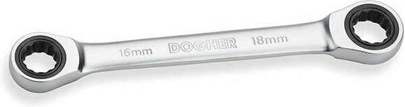 Dogher - Flacher Umschalt-CrV-Ratschenschlüssel, 8x9 mm 456-08-09