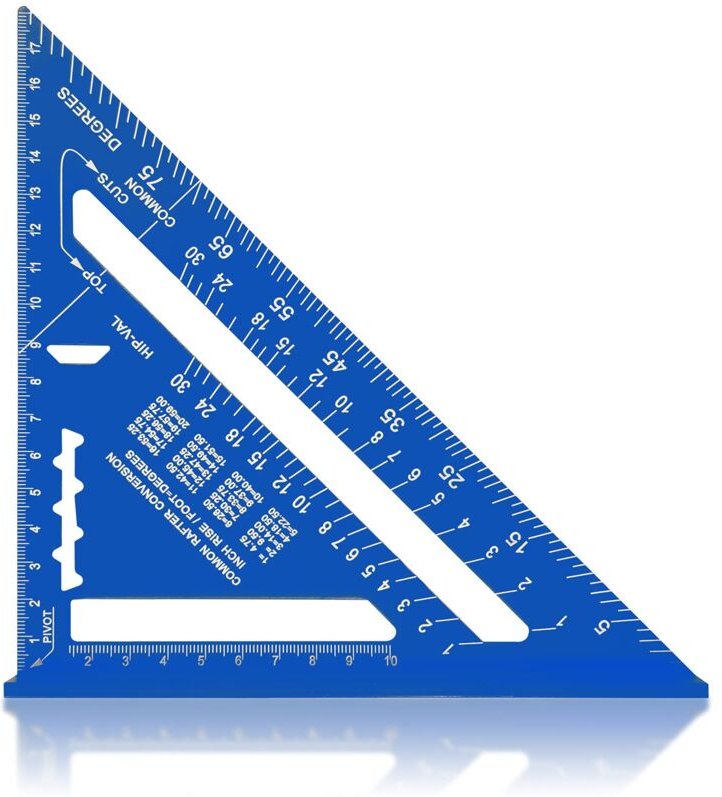 Jusch - Carpenter Triangle Square, 90-Grad-Dreieckslineal, 7 Zoll metrisch, Messlineal (blau)