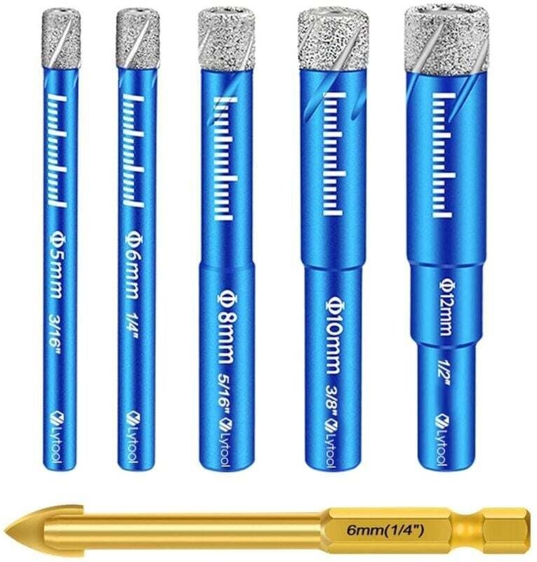 INHHUB Diamantbohrer, Diamantfliesenbohrer, Keramikfliesenbohrer, mit 5,6,8,10,12 mm, Metallbohrer für 6 mm Fliesen, Fli...