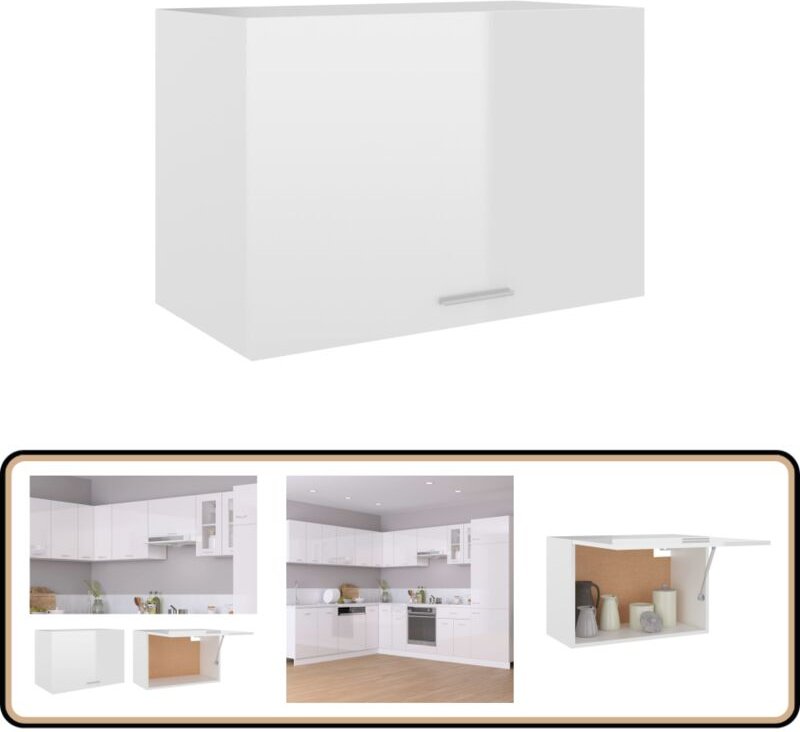 Hängeschrank Hochglanz-Weiß 60x31x40 cm Holzwerkstoff - Küchenregal - Hängeschrank - Weißer Schrank - Holzschrank - Wohn...
