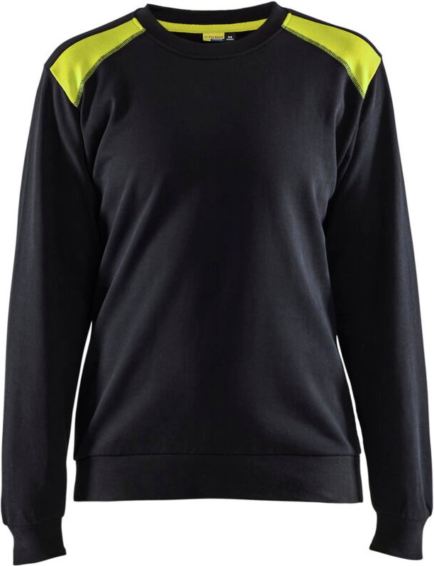 Arbeits-Sweatshirt Rundhals Damen 3408 - Schwarz/Neongelb XL