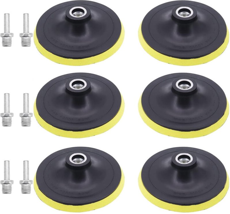 6 Stück 150 mm Schleifpads Schleifscheiben Schleifteller mit M14-Gewinde Klettverschluss Schleifträgerplatte Polieren fü...