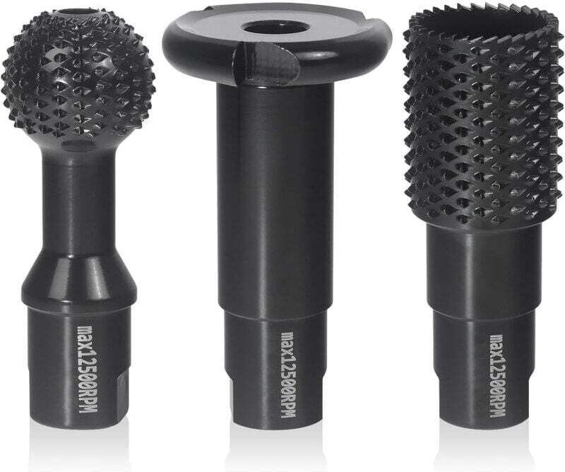 3-teiliges Holzfräser-Set – Holzschnitz-Schleifscheiben, Rotationsfräser, Hohleisen und Holzmeißel für 115/125-Schleifma...
