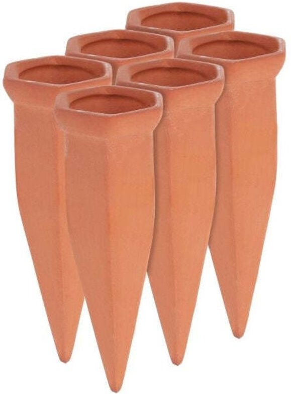 Set of 6 clay watering spikes