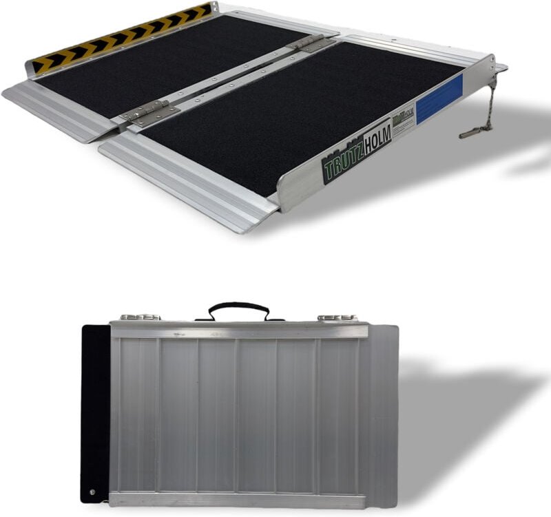 TRUTZHOLM Rollstuhlrampe klappbar 91 cm Traglast 272 kg Alu grau schwarz beschichtet Auffahrrampe