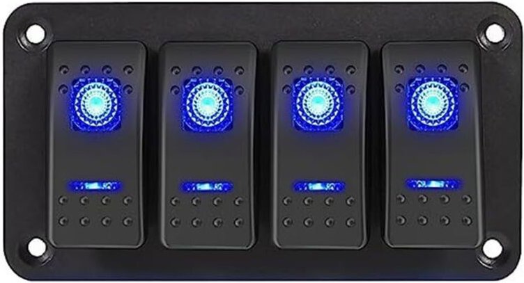 Wippschalter-Panel, Yacht-Modifikationspanel, 12 V-24 V DC, Aluminiumpanel für Auto, Wohnmobil (4-Bit)