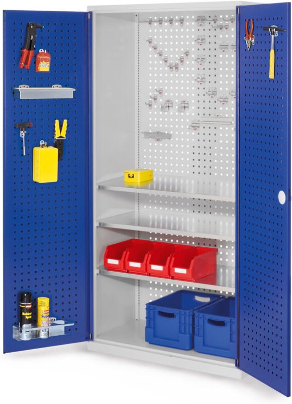 Kappes ®RasterPlan Werkzeugschrank 1950x1000m Modell 6 Tiefe 500mm Lochplattentüren enzianblau