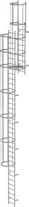 Günzburger Steigtechnik - mehrzügige Steigleiter mit Rückenschutz (Bau) Edelstahl 11,84 m - 530130