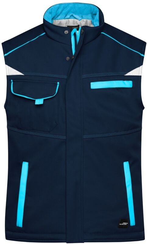 Thumbnail - James & Nicholson Softshellweste mit warmem Innenfutter JN854 Gr. 5XL navy/turquoise