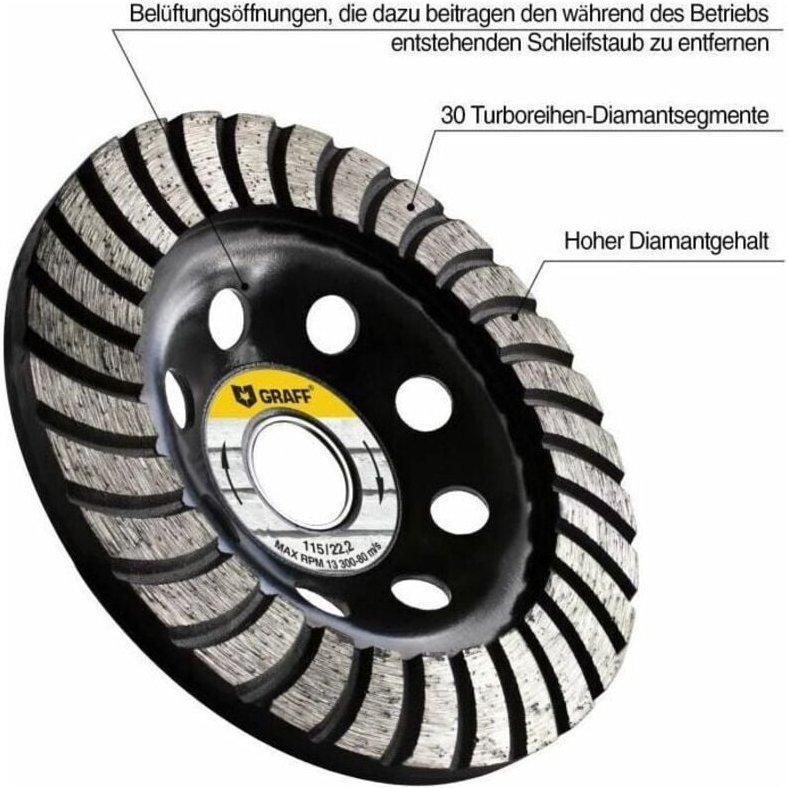 Nazalus-Hot Sale-Diamant-Schleifscheibe für Winkelschleifer, Diamantscheibe für Stein, Zement, Beton, Kleber, Granit, Ma...